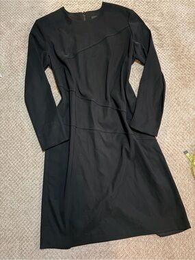 Positive Attitude Black Long-Sleeve Paneled Shift Dress